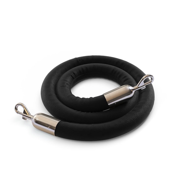 Montour Line Naugahyde Rope Black With Pol.Steel Snap Ends 6ft.Cotton Core PNR150-60-BK-SE-PS - main